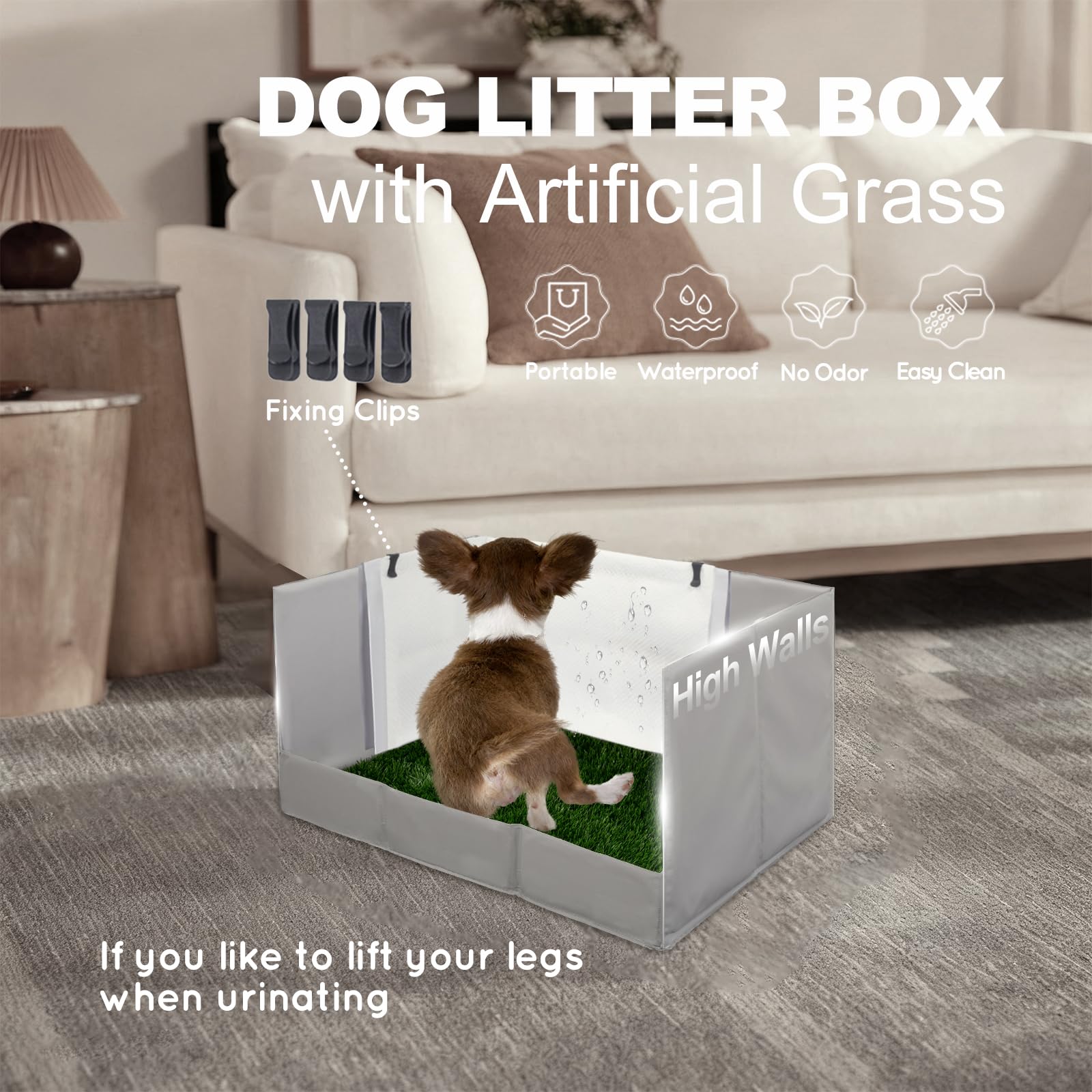 HQ4US 4LEGS dog potty with high walls contains splash