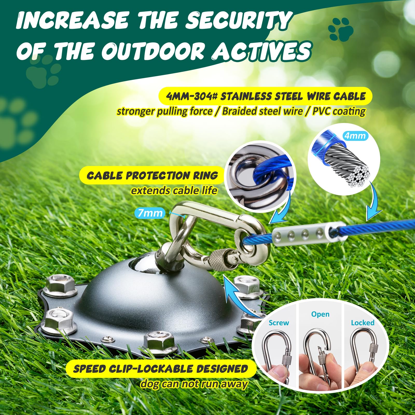 HQQNUO 360° swivel stake demonstrates tangle-free play as dogs roam
