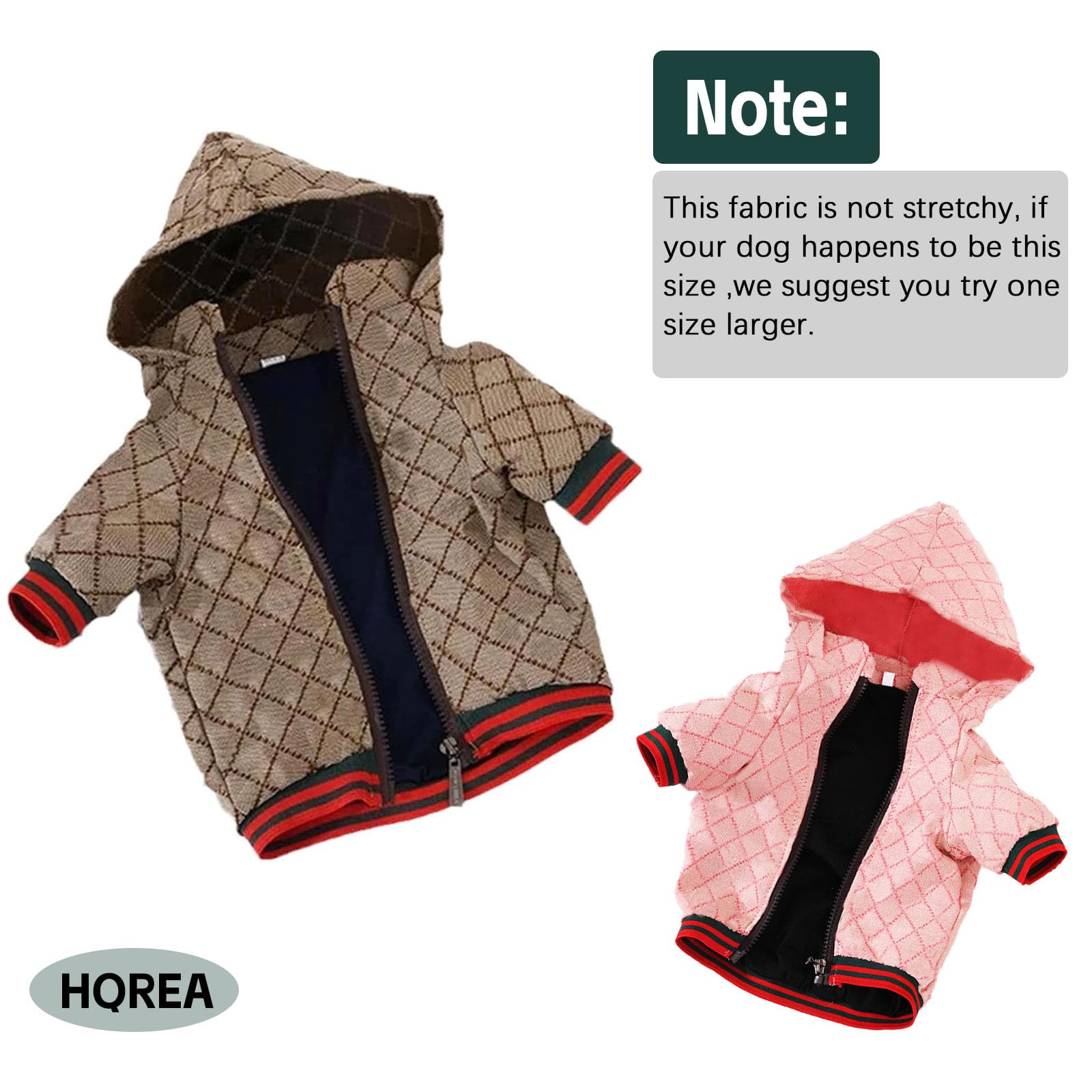 HQREA dog hoodie hood design shown for weather protection