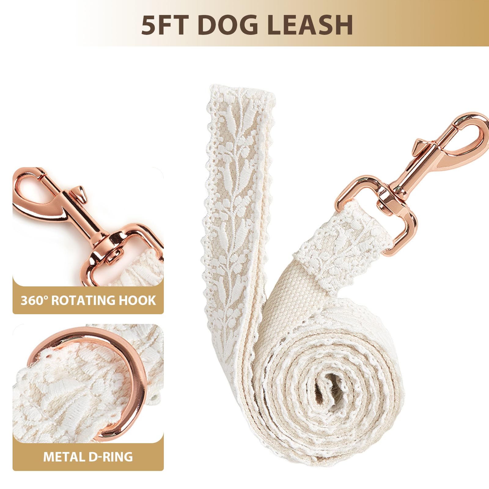 HQREA lace dog collar set on a city walk showcasing chic style.