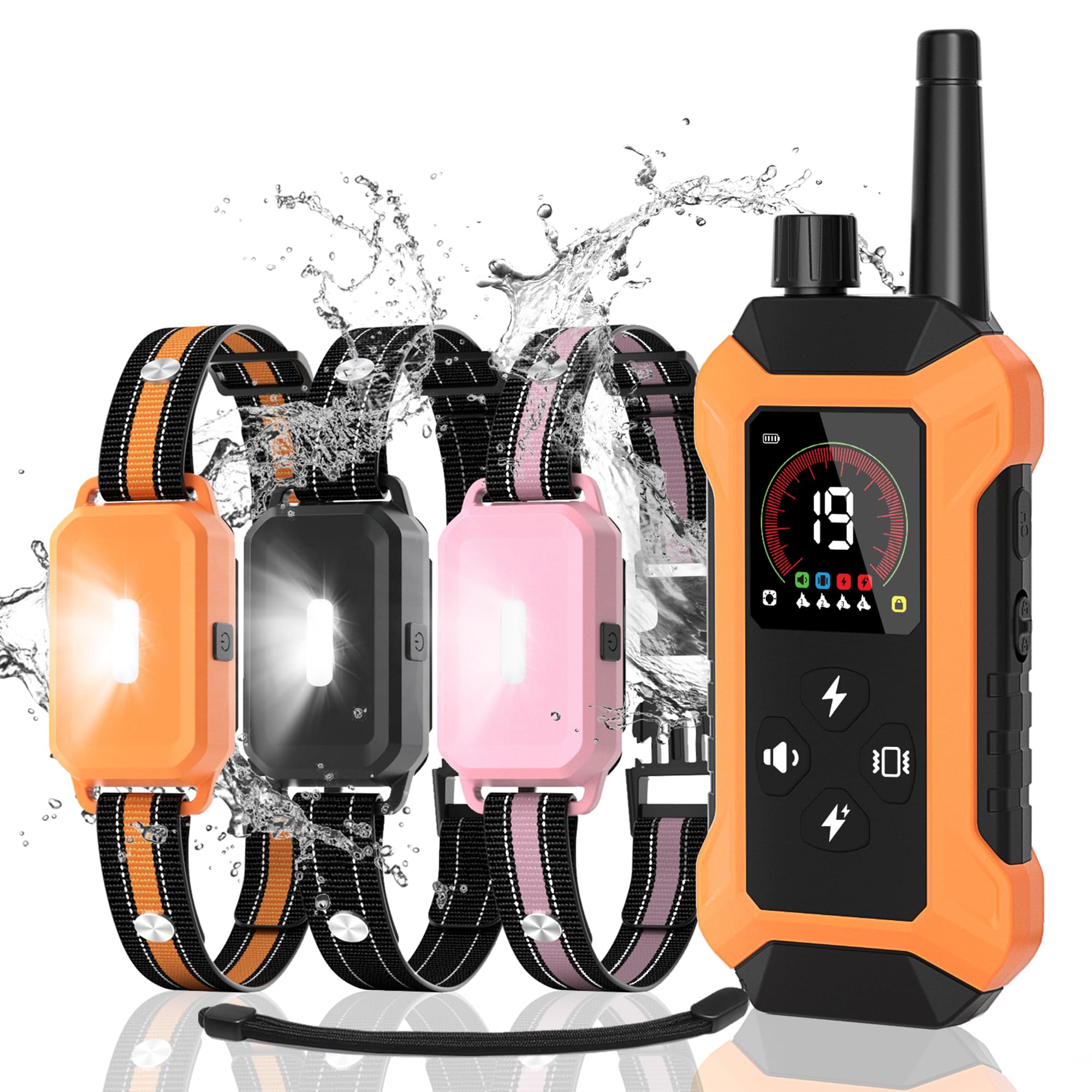 HRRVEE 3-pack dog collars with remote for multi-dog training up to 4400 feet