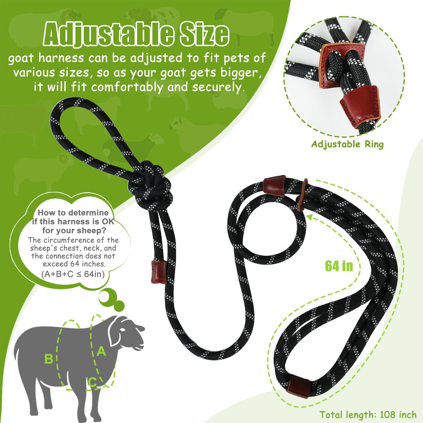 HRYOML goat harness step-in design for quick securement.
