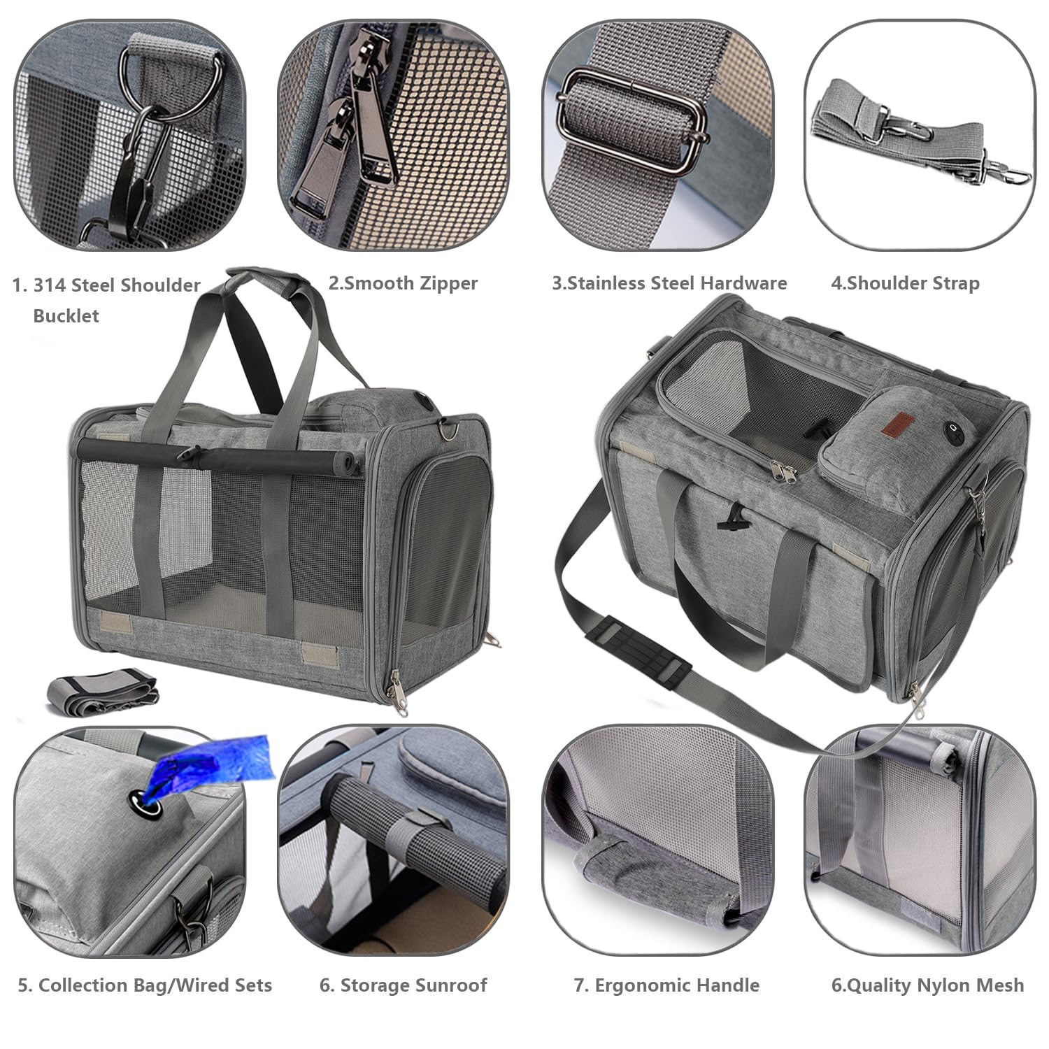 H.S.C PET PRODUCE carrier with privacy curtains helps nervous pets