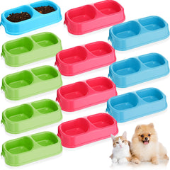 Hsei 12-piece color-variety double bowls for easy multi-pet meals at home