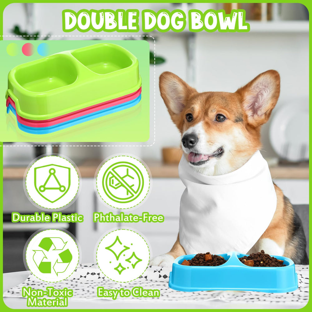 Hsei double bowls set used in kennel or cattery for organized feeding
