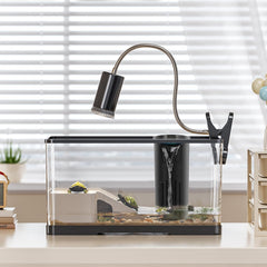 HSIFMATE Turtle Tank Kit front view highlights compact 4.7 gal habitat; easy setup.