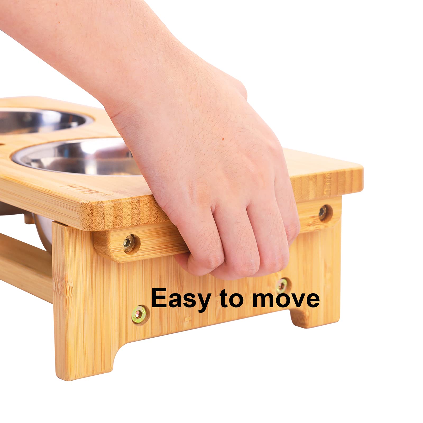 HTB elevated dog bowls anti-slip pads keep bowls steady and reduce clatter during meals.