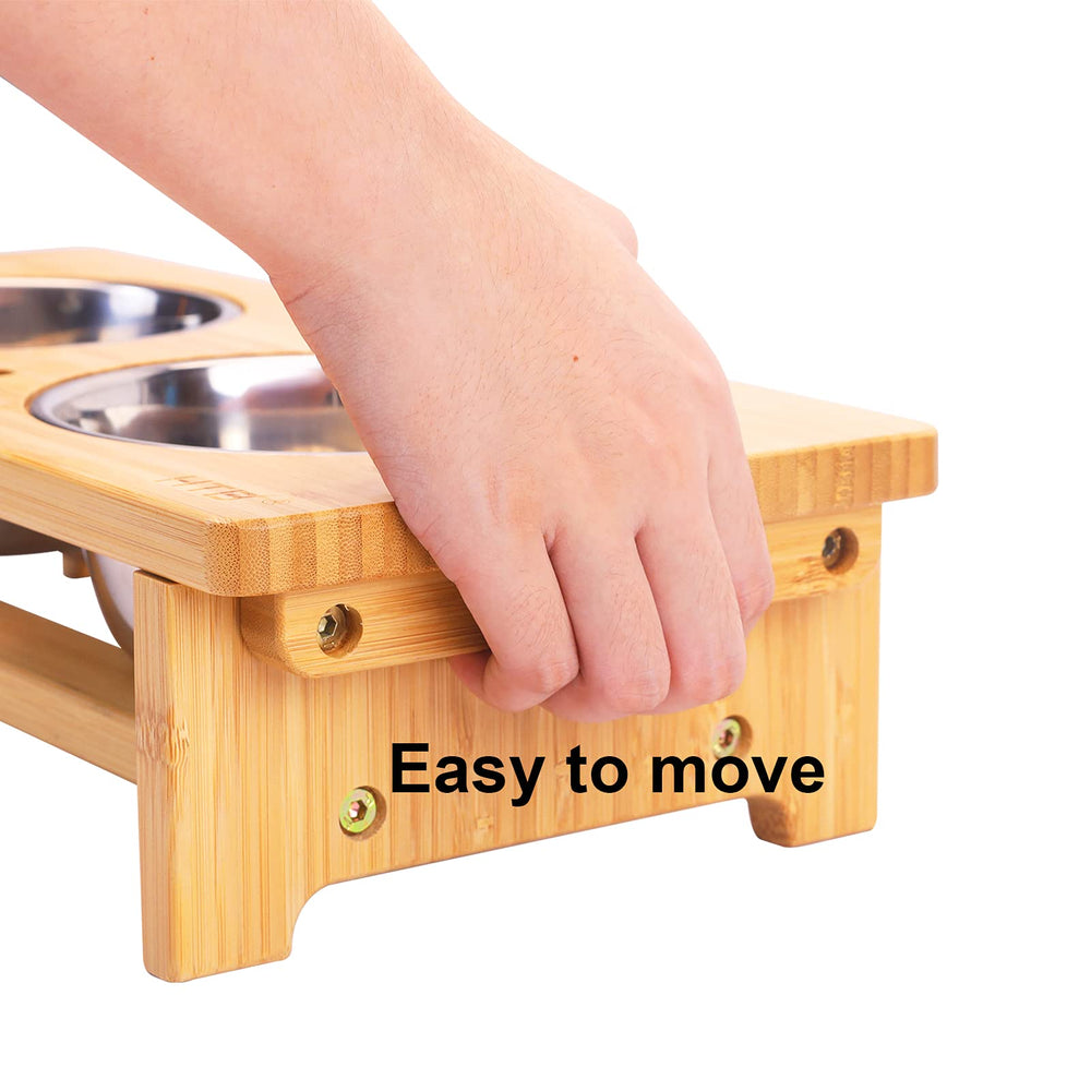 HTB elevated dog bowls anti-slip pads keep bowls steady and reduce clatter during meals.
