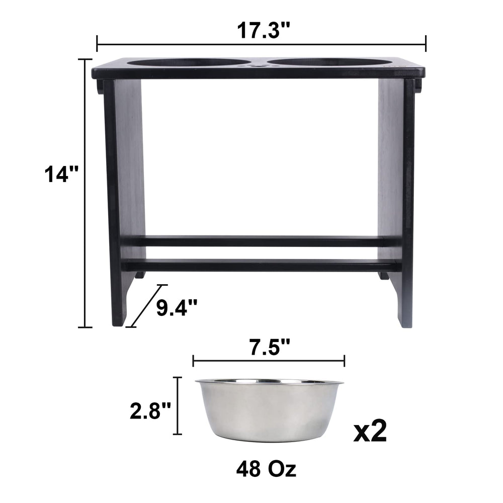 HTB elevated dog bowls stand anti-slip pads keep bowls steady and quiet.