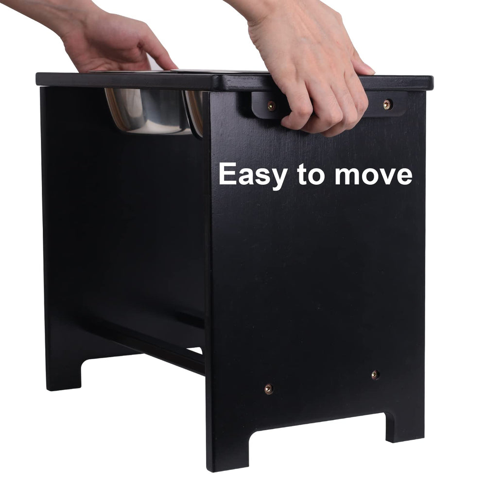 HTB elevated dog bowls stand assembly view showing quick setup.