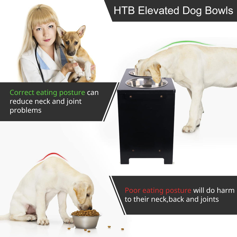 HTB elevated dog bowls stand durable bamboo frame for long-lasting use.