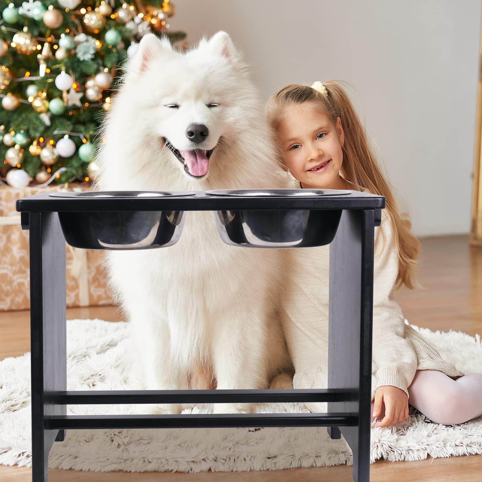 HTB elevated dog bowls stand easy-clean design for clutter-free feeding space.