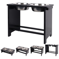 HTB elevated dog bowls stand side view with two bowls for easy feeding.
