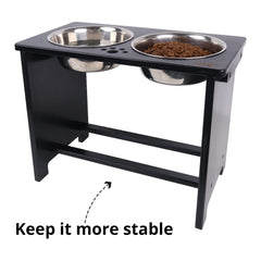 HTB elevated dog bowls stand stainless bowls for easy refilling and cleaning.