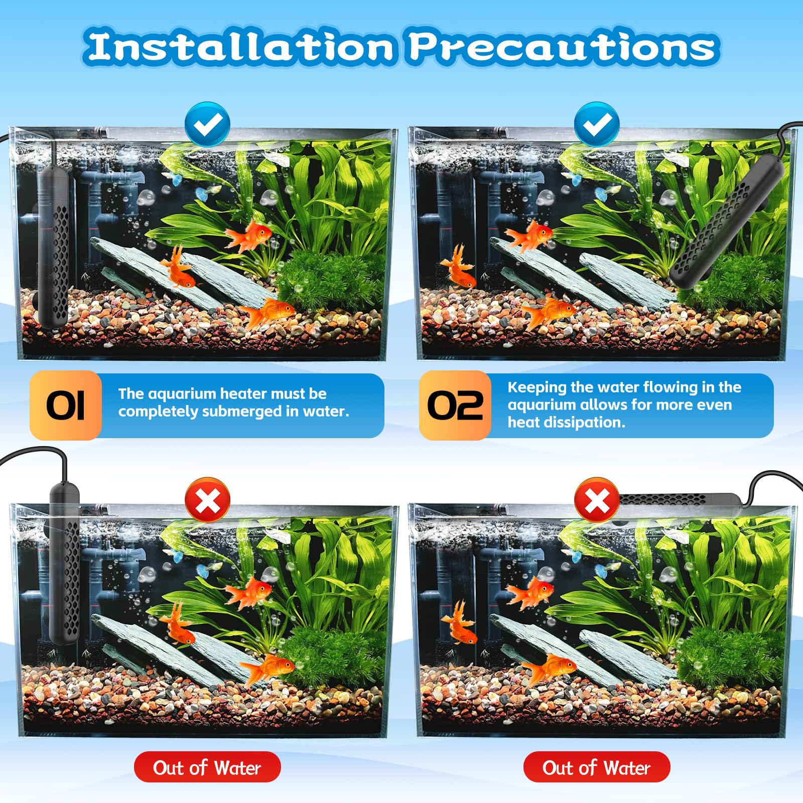 HTSPPXT Aquarium Heater inside-wiring close-up highlights efficient heating elements.