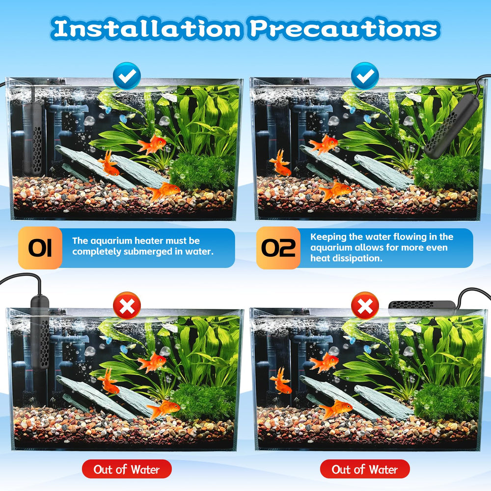 HTSPPXT Aquarium Heater overheat protection safeguards tank dwellers during heat spikes.