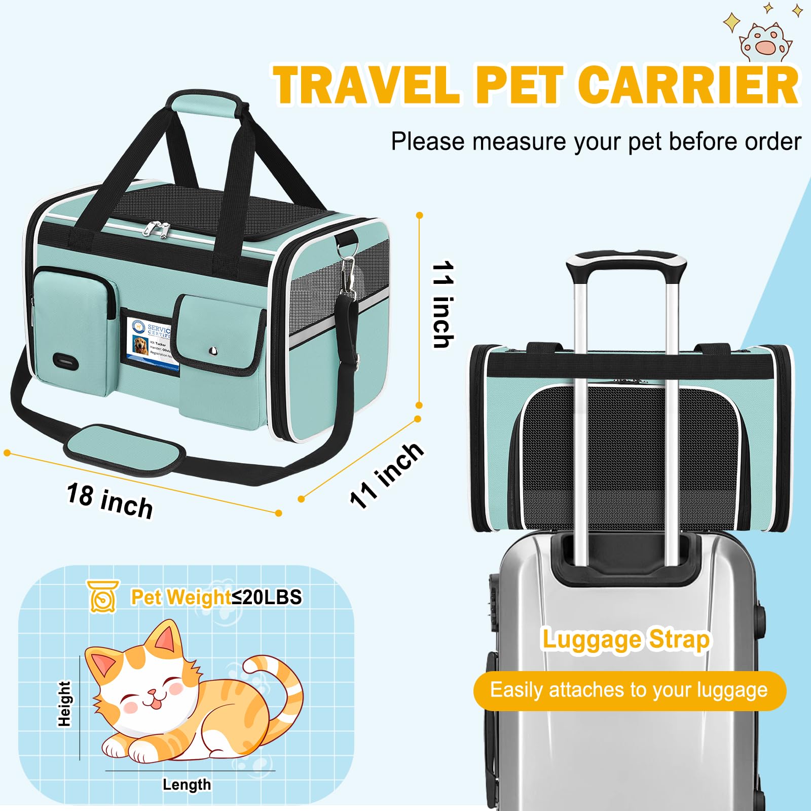 HUANLANG safety zipper-lock keeps pets secure during transit