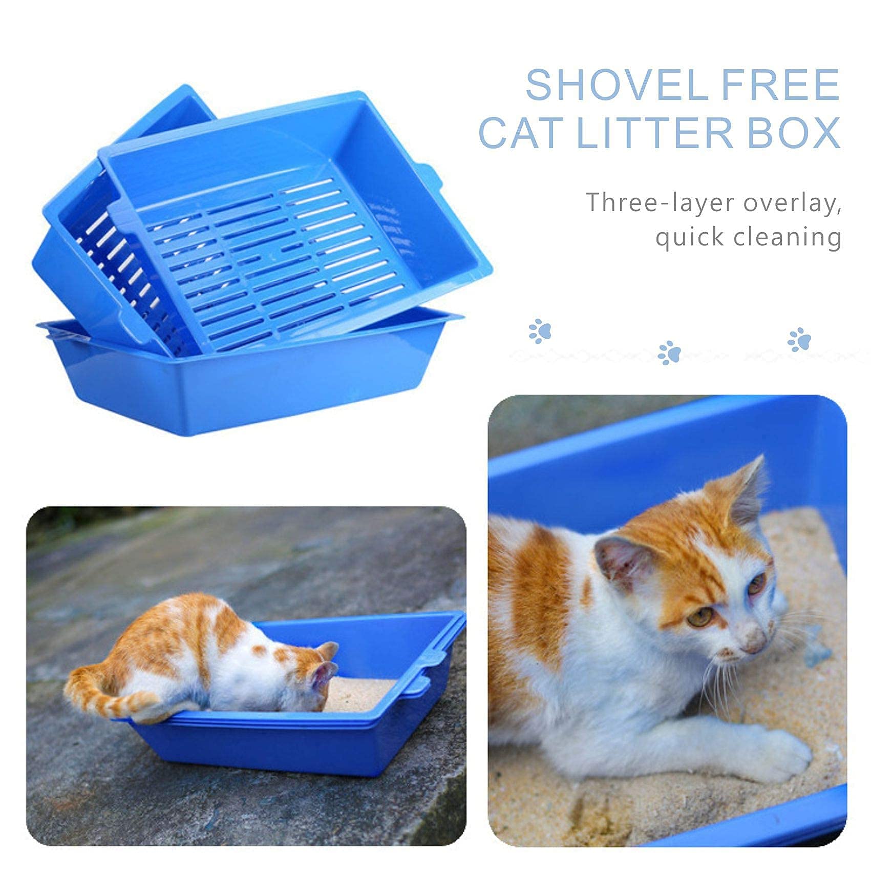 HUAXIAO cat litter box stacked trays demonstrate easy separation of litter.