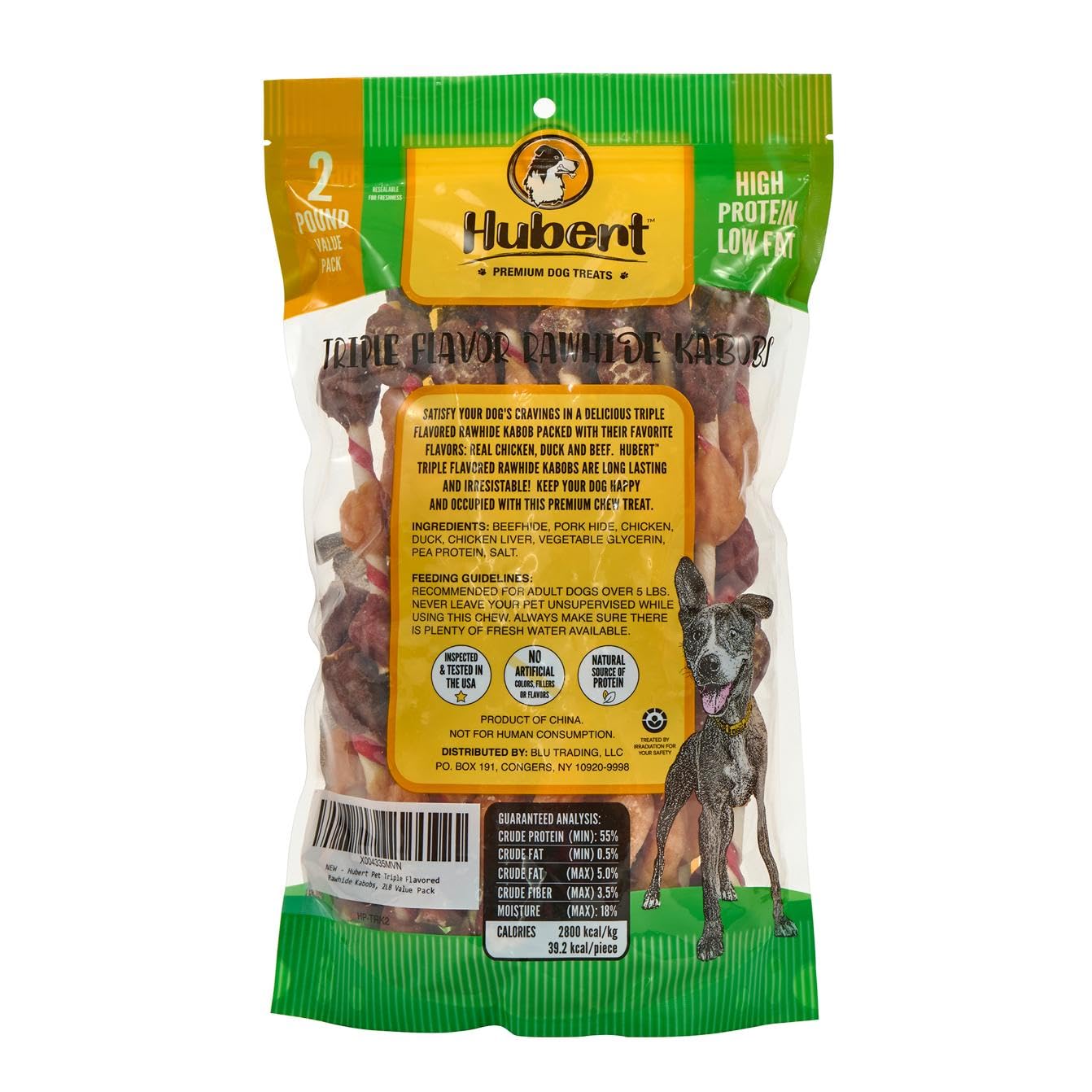 Hubert Premium Dog Treats kabobs in 2 lb bag for multi-dog households