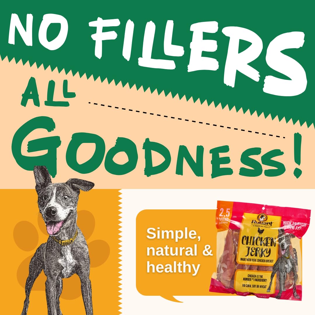 Hubert Premium Chicken Jerky Treats grain-free label on bag
