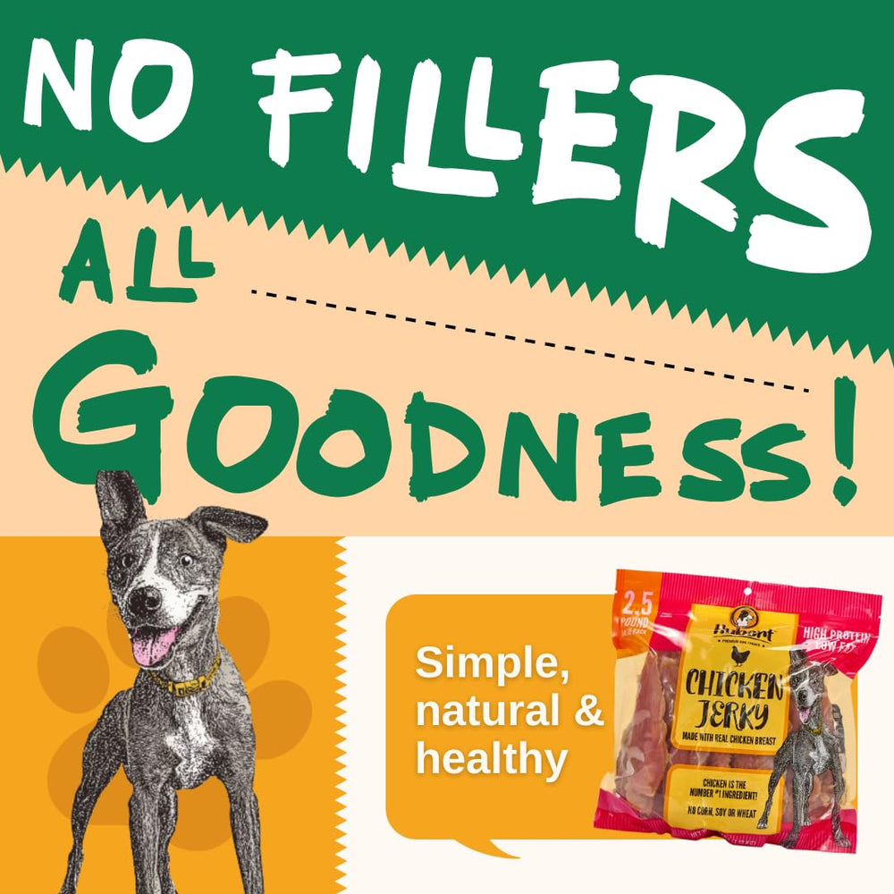 Hubert Premium Chicken Jerky Treats grain-free label on bag