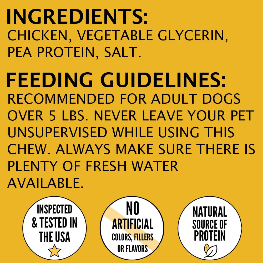 Hubert Premium Chicken Jerky Treats USA-tested badge closeup on packaging