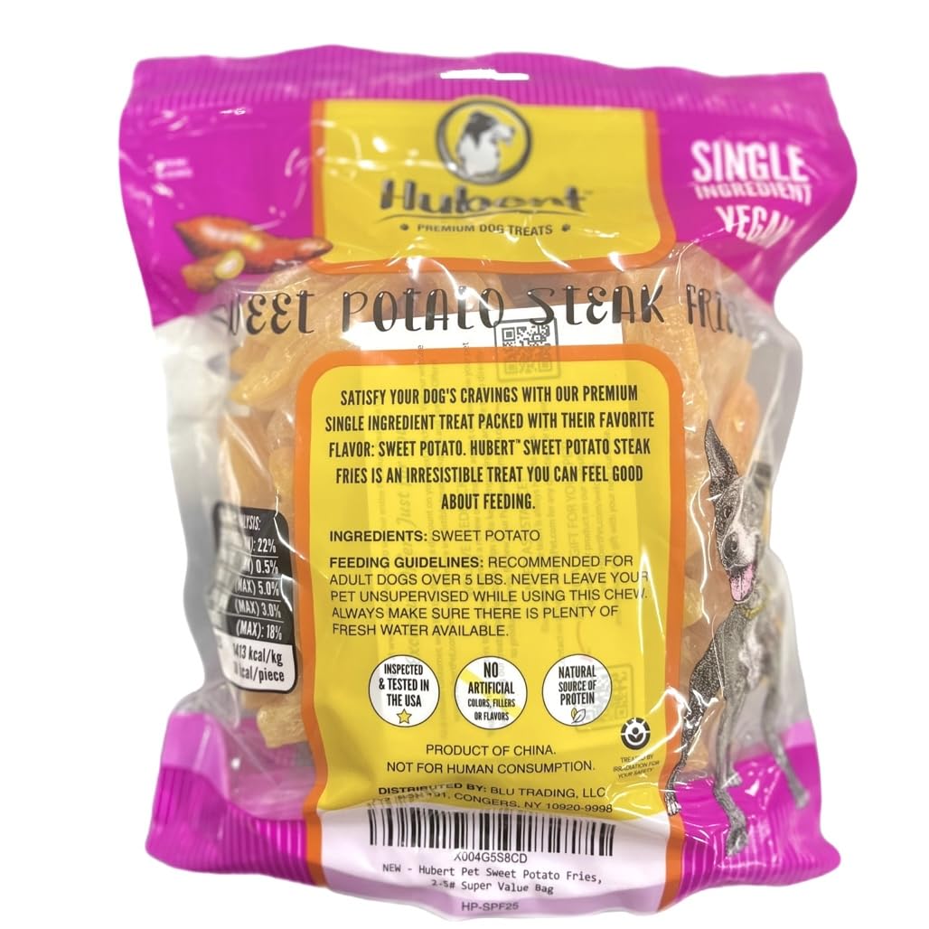 Hubert Premium dog treats crunchy sweet potato fries highlight satisfyingly crisp texture for dogs