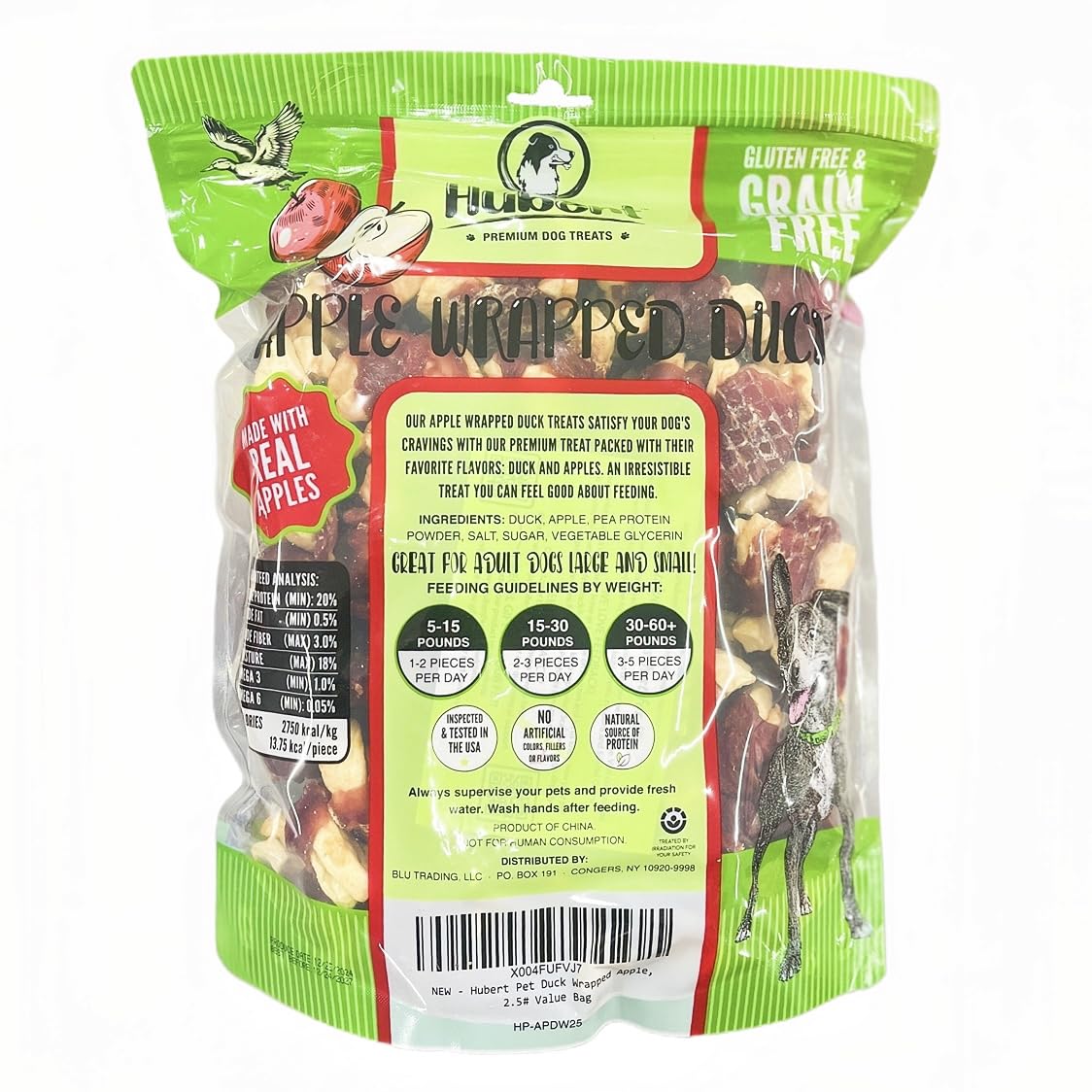 Hubert Premium Duck Wrapped Apple Bites close-up – duck and apple center delivering a high-protein bite