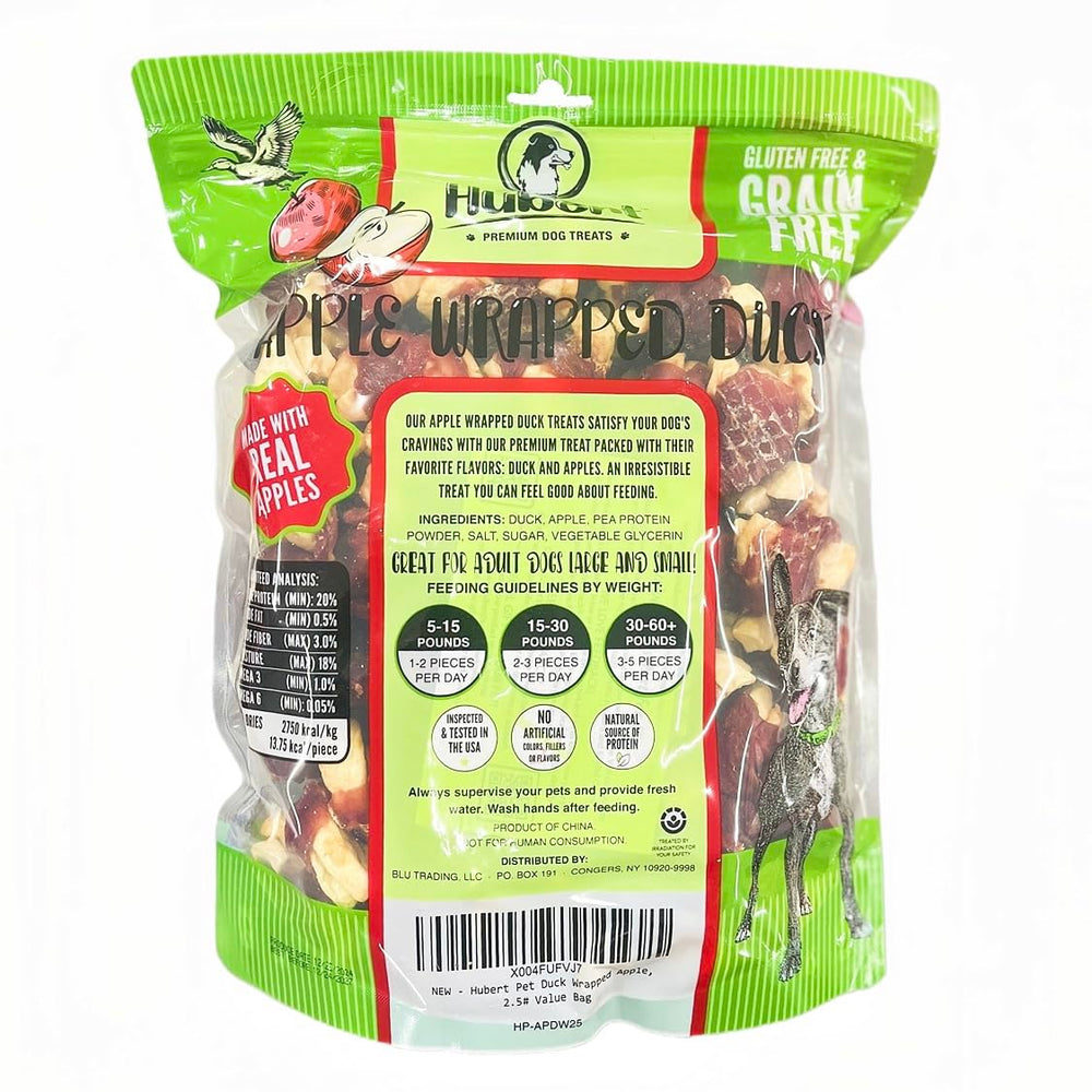 Hubert Premium Duck Wrapped Apple Bites close-up – duck and apple center delivering a high-protein bite