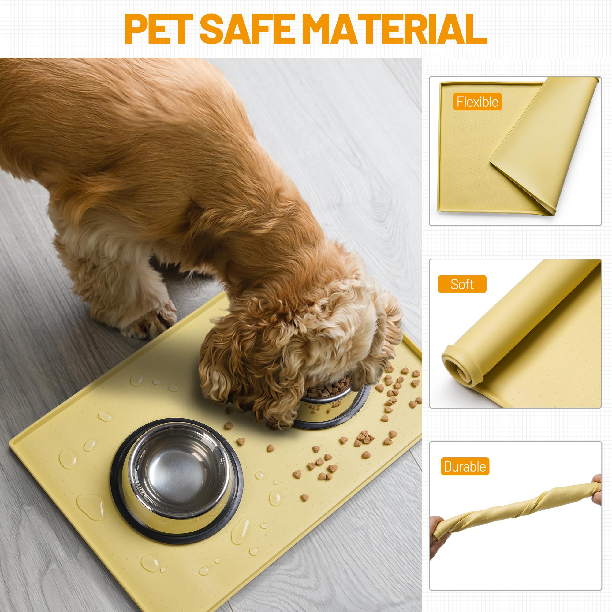 Hubulk anti-skid nonslip dog mat keeps bowls from sliding during meals