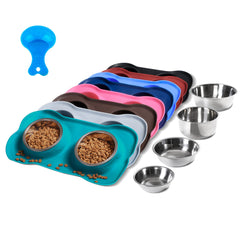 Hubulk dual stainless-steel bowls for food and water, rust resistant.