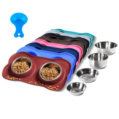 Hubulk stainless steel dog bowls set for tidy meals and durable use.