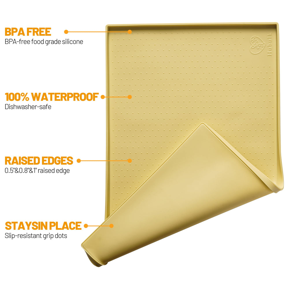 Hubulk dog feeding mat in yellow, dishwasher-safe for quick cleanup