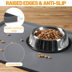 Hubulk mat features a non-slip surface to keep bowls from sliding.