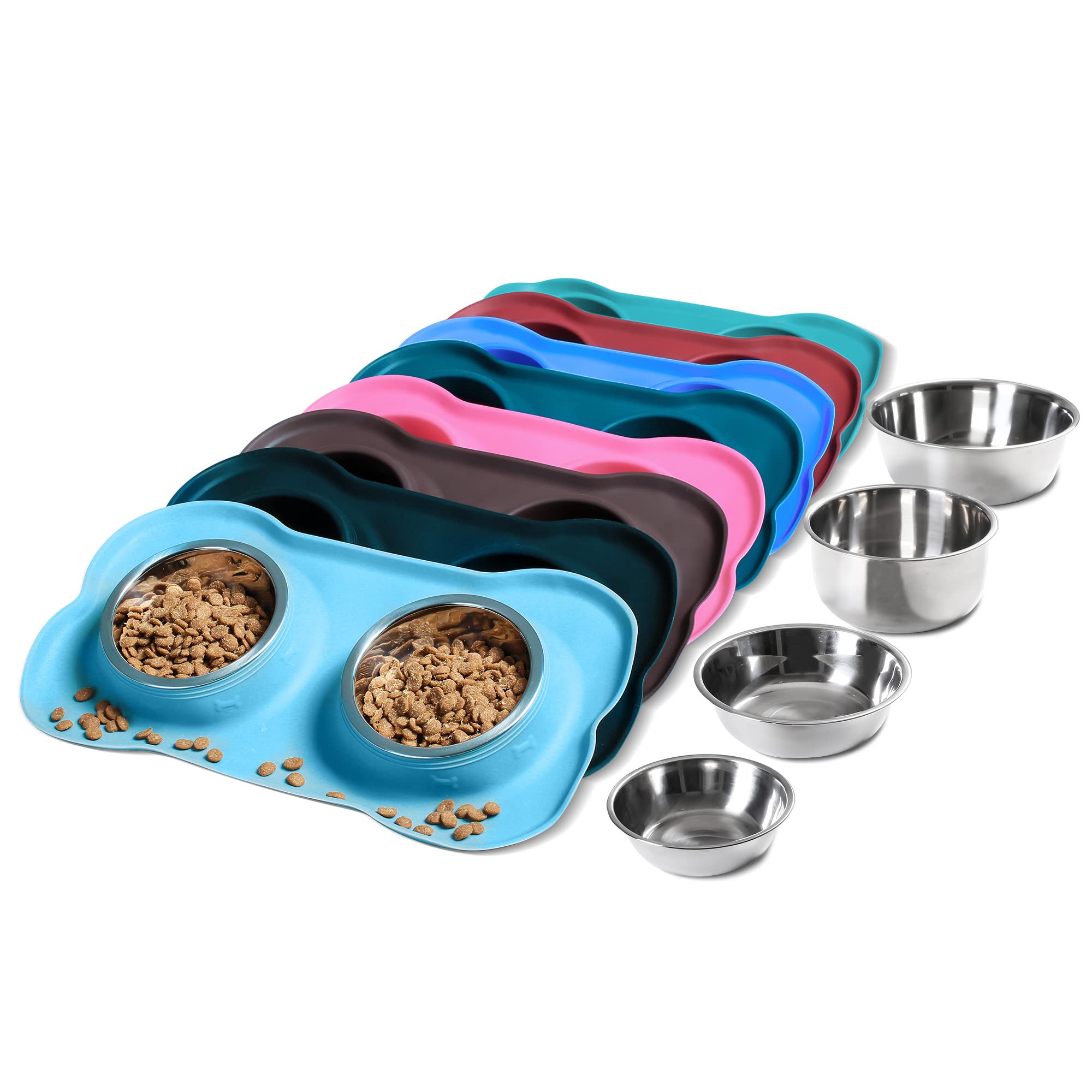 Hubulk dog bowls stainless steel set for mess-free feeding and easy cleaning.