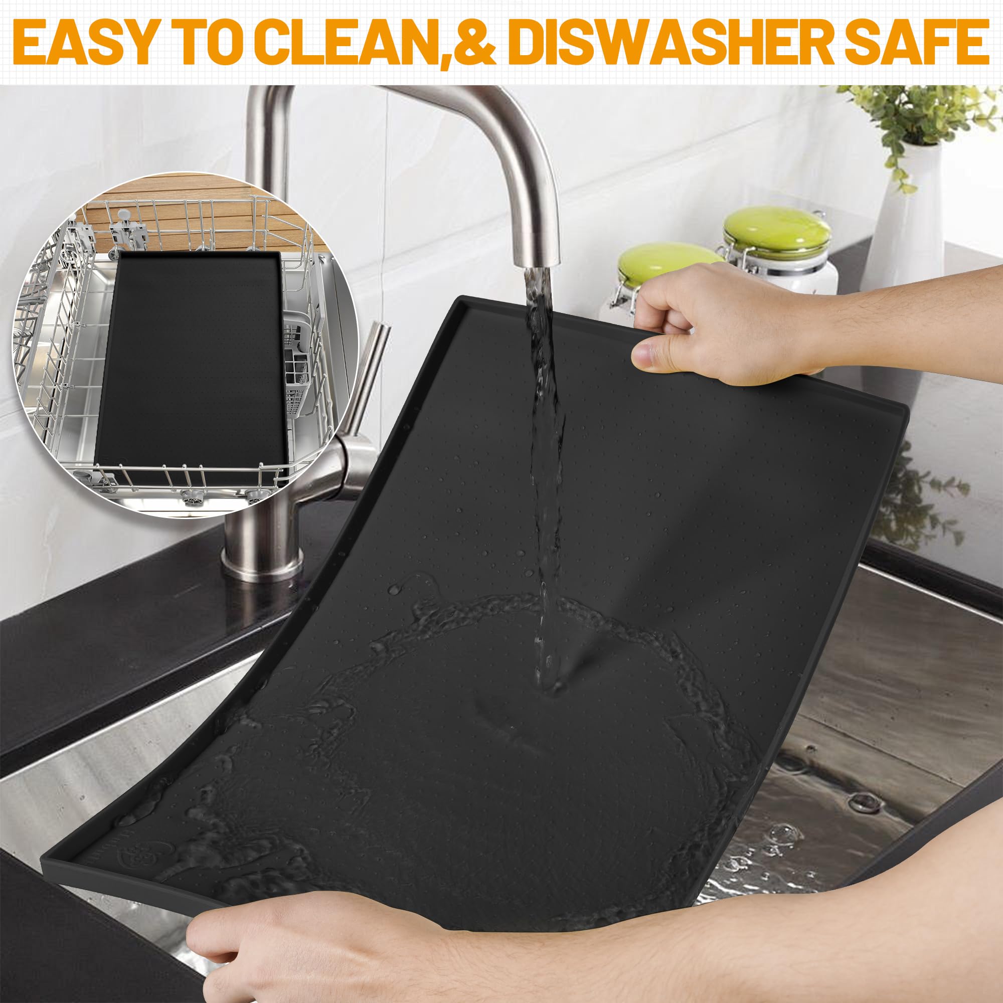 Hubulk dog feeding mat black 28x18 fits most bowls