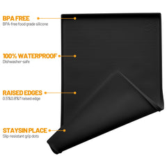 Hubulk dog feeding mat raised edge emphasizes spill containment
