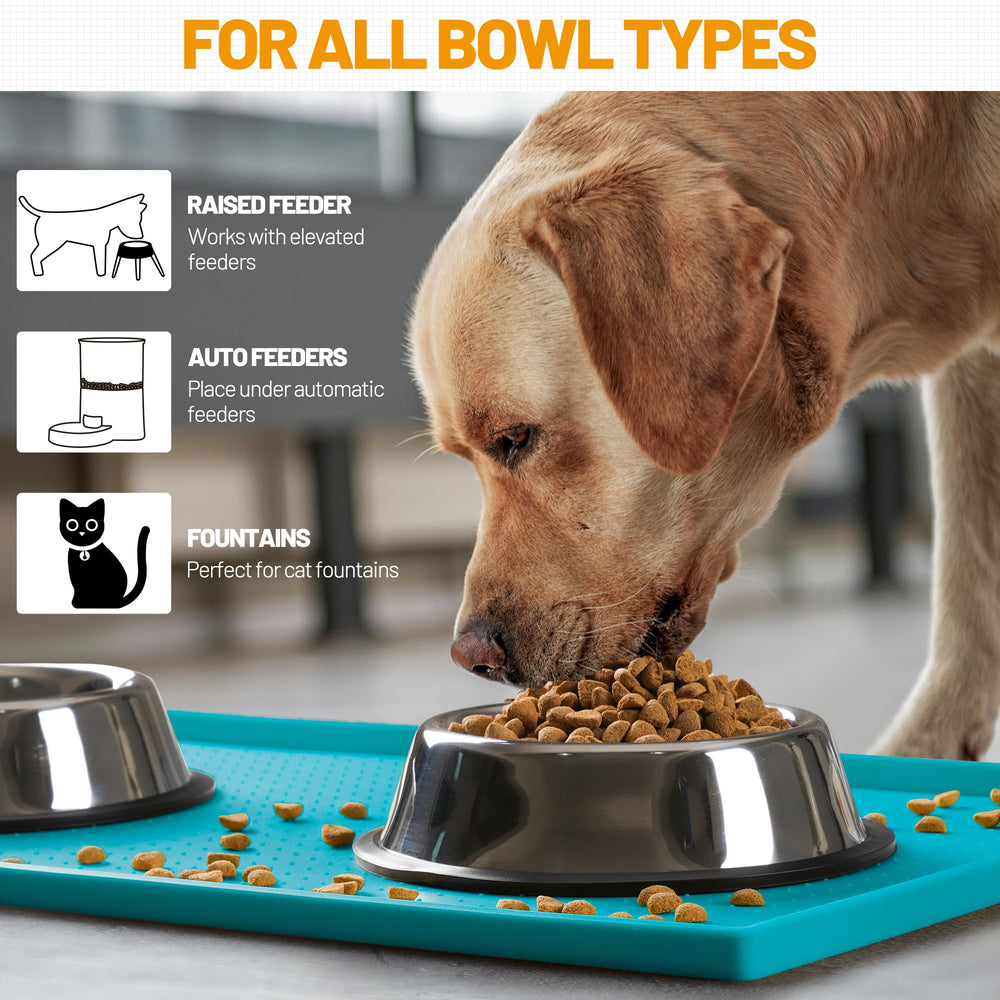 Hubulk dog feeding mat in green size 28x18 for roomy feeding area.
