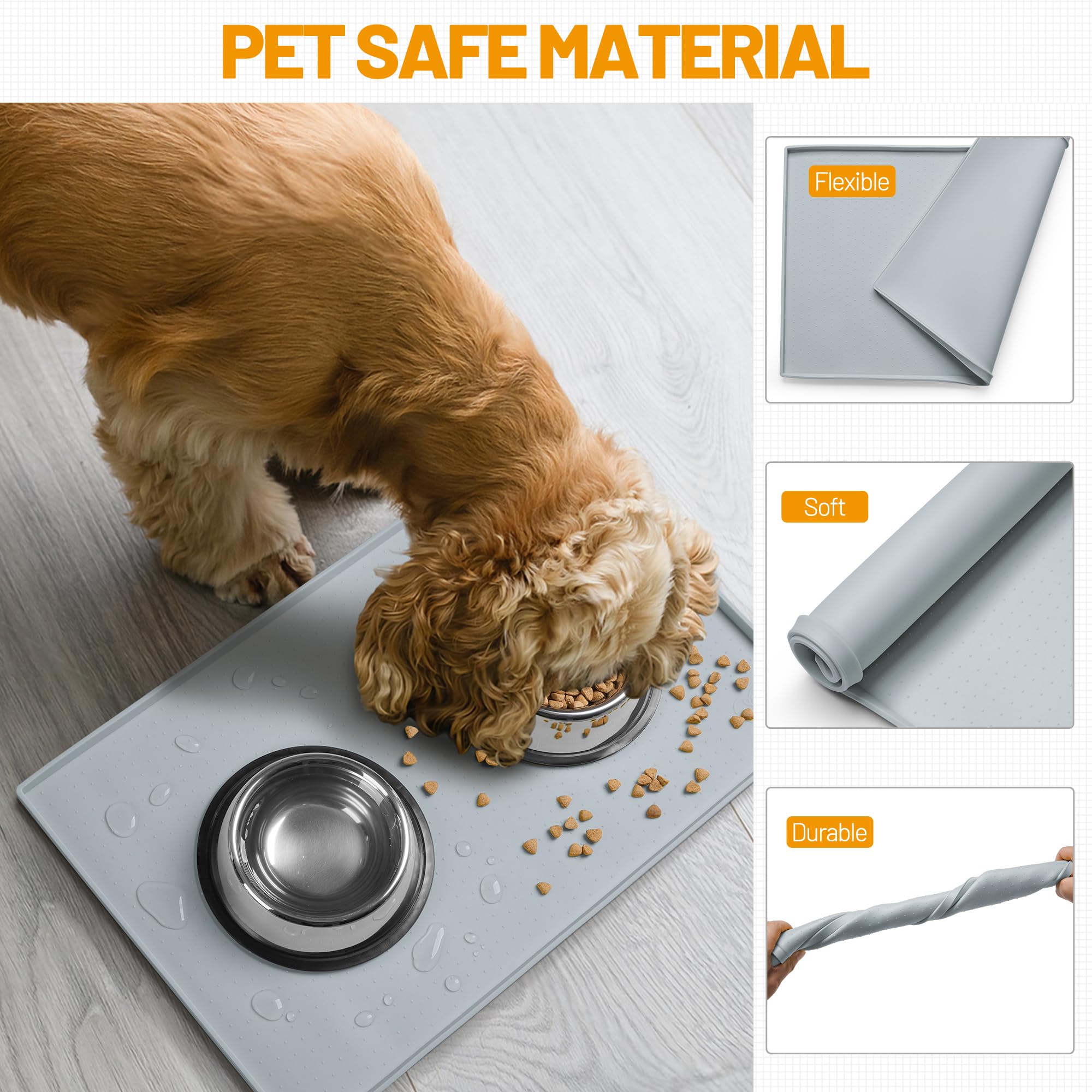 Hubulk dog feeding mat mist under-bowls protects floors and surfaces