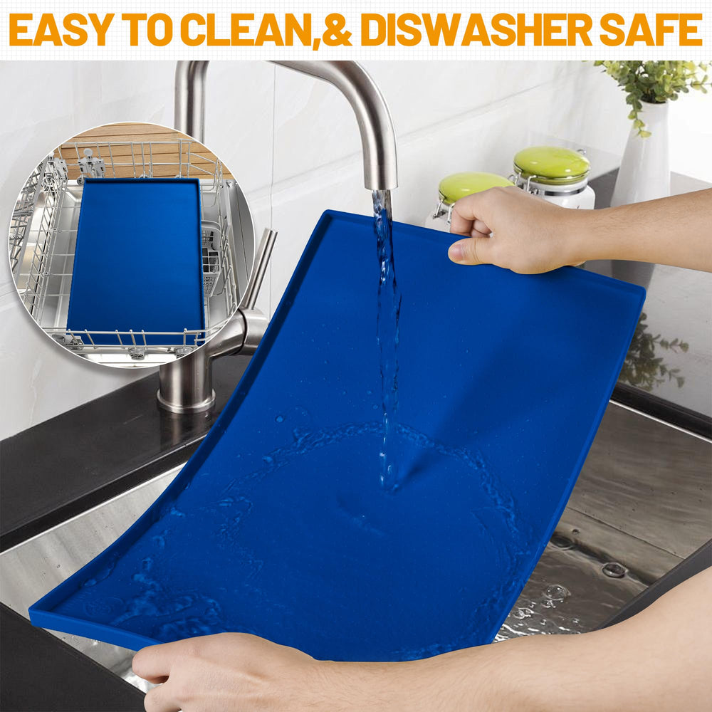 Hubulk dog feeding mat navy versatile under auto feeders and fountains for tidy homes.