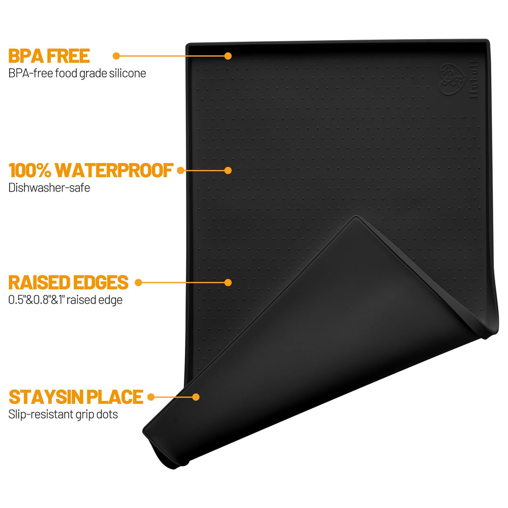 Hubulk dog feeding mat raised edge 0.8-inch contains spills