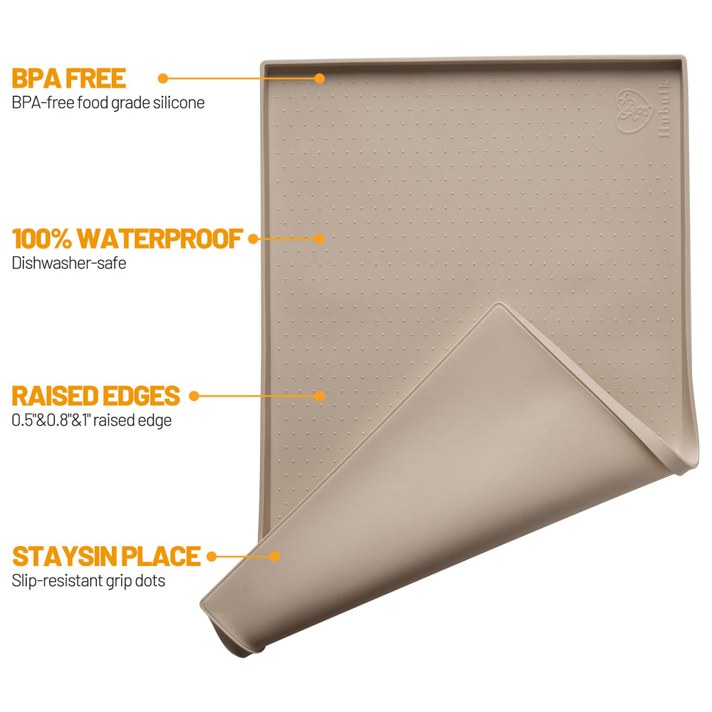 Hubulk dog feeding mat raised edge closeup with 1.0-inch lip containing mess