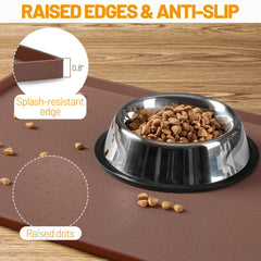 Hubulk extra tall edge dog mat demonstrating 1-inch lip to prevent spills