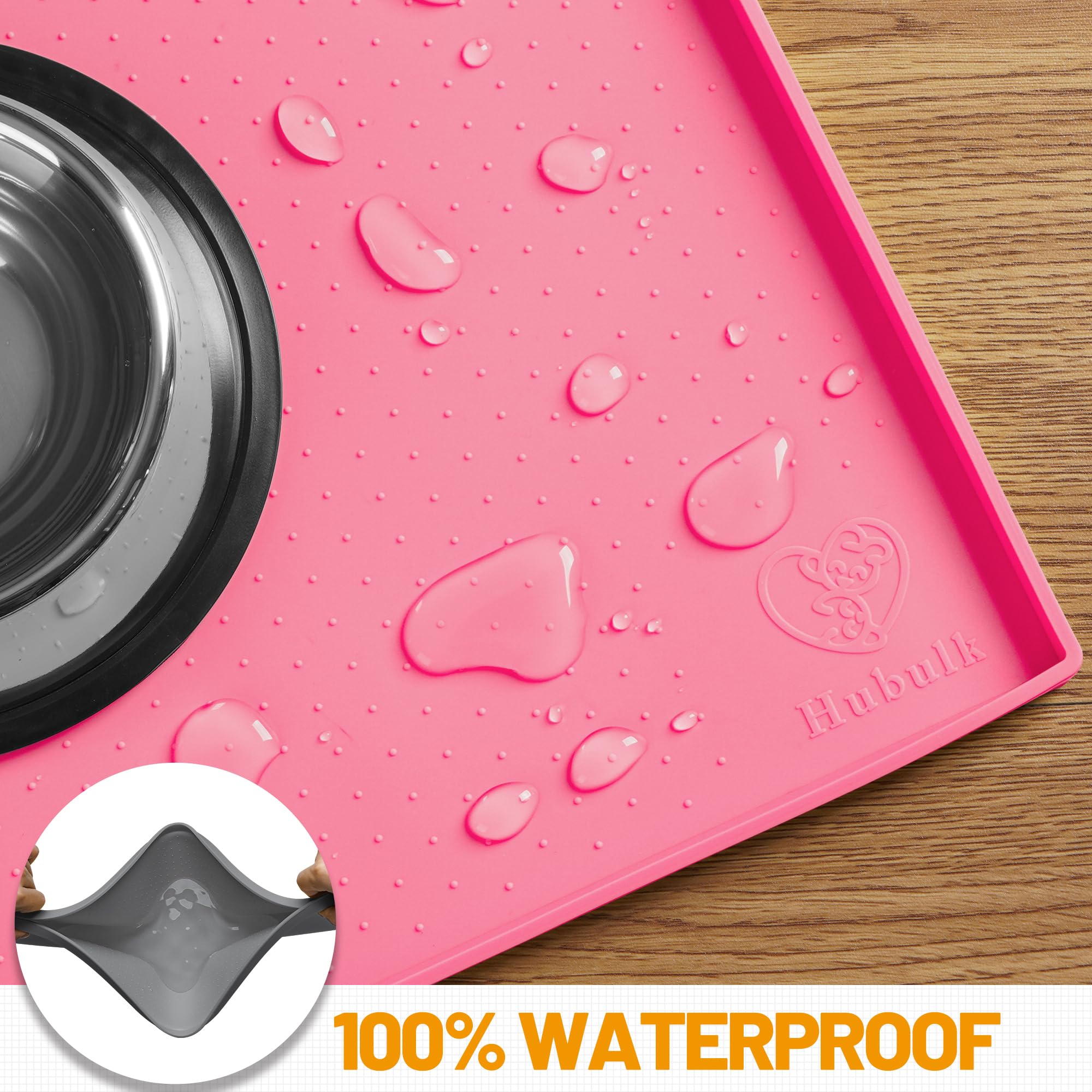 Hubulk food-grade silicone mat BPA-free and stain resistant for easy cleaning.
