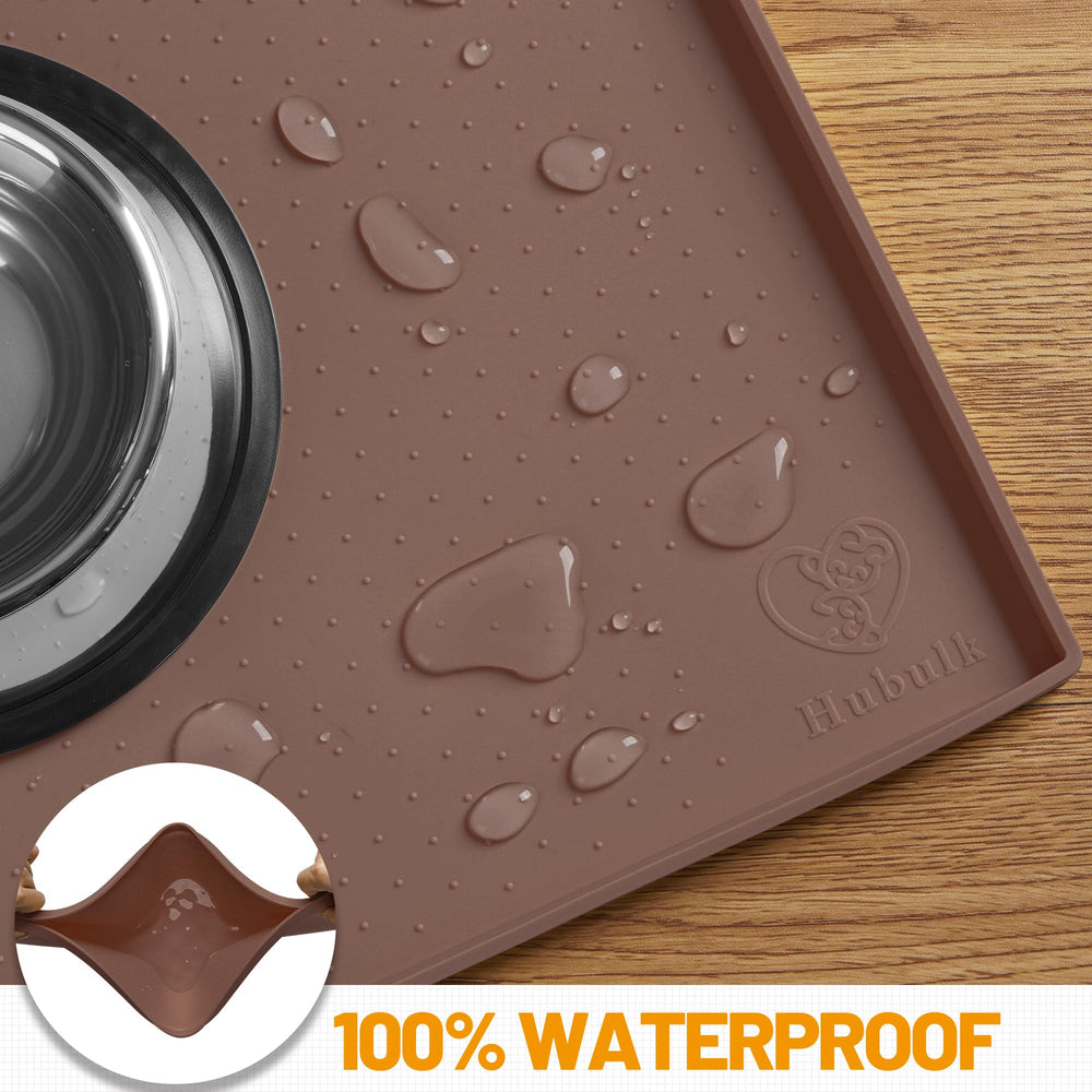 Hubulk non-slip dog bowl mat keeps bowls steady during meals