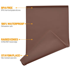 Hubulk silicone dog mat closeup highlighting BPA-free, odor-resistant design for clean bowls