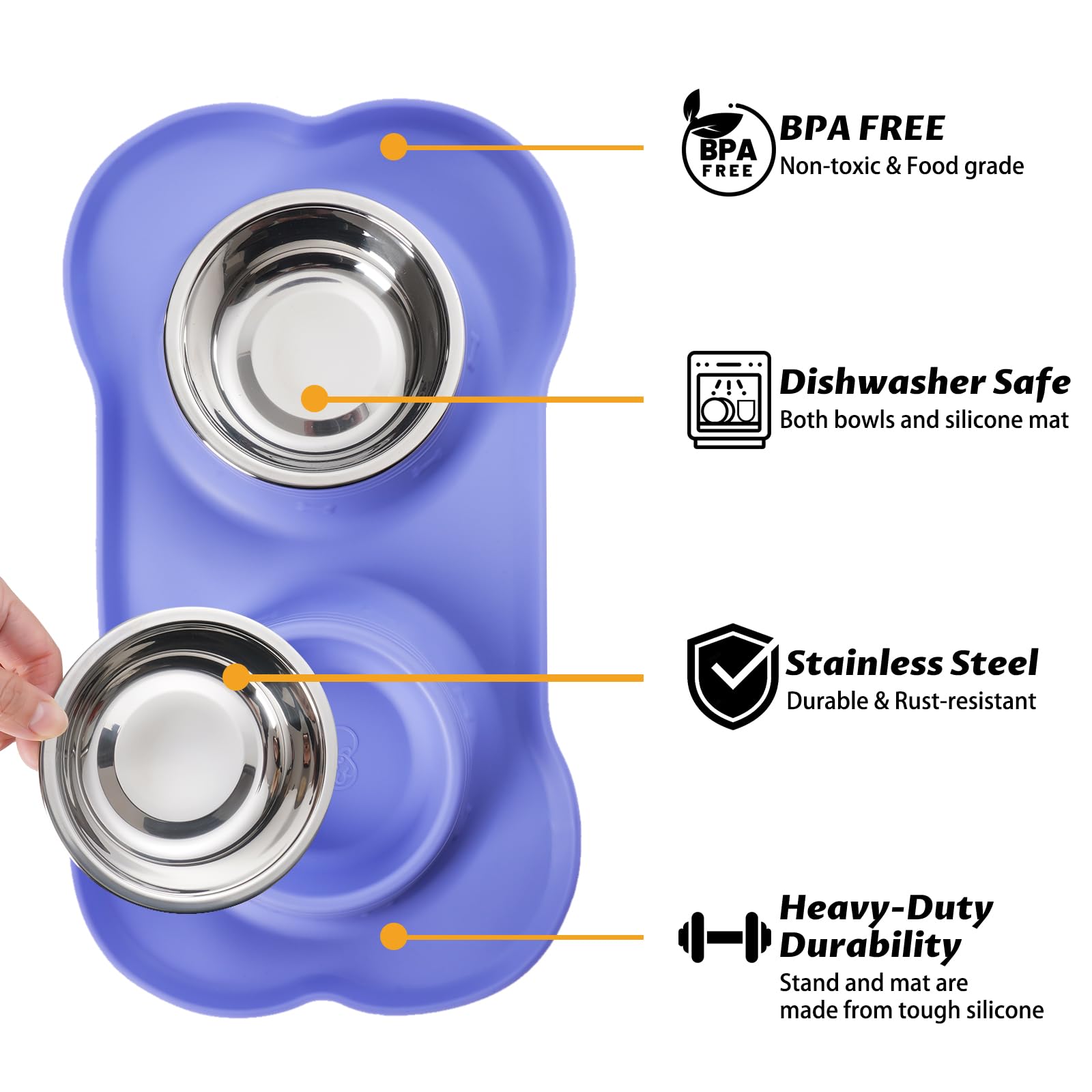 Hubulk stainless-steel dog bowls are rust-resistant and easy to clean.
