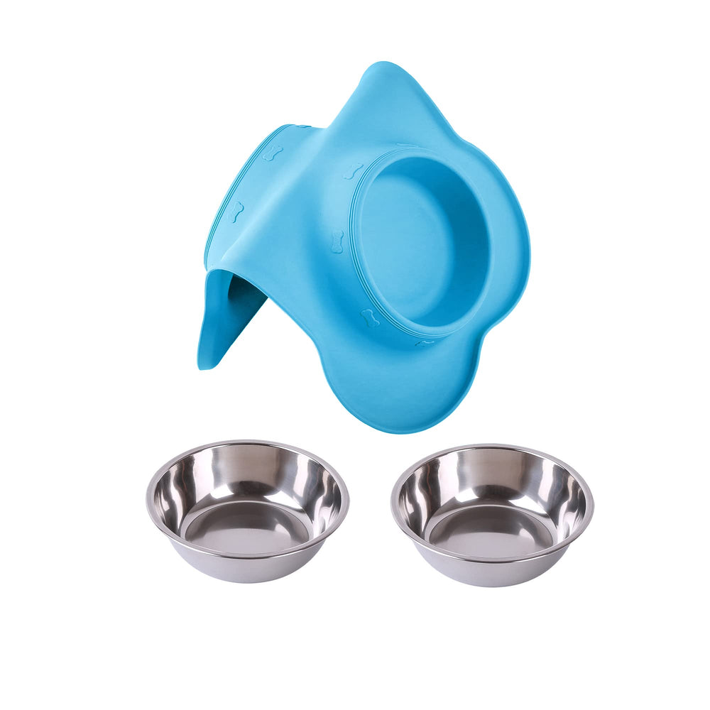 Hubulk turquoise bowls presentation shows stylish, durable feeding set.