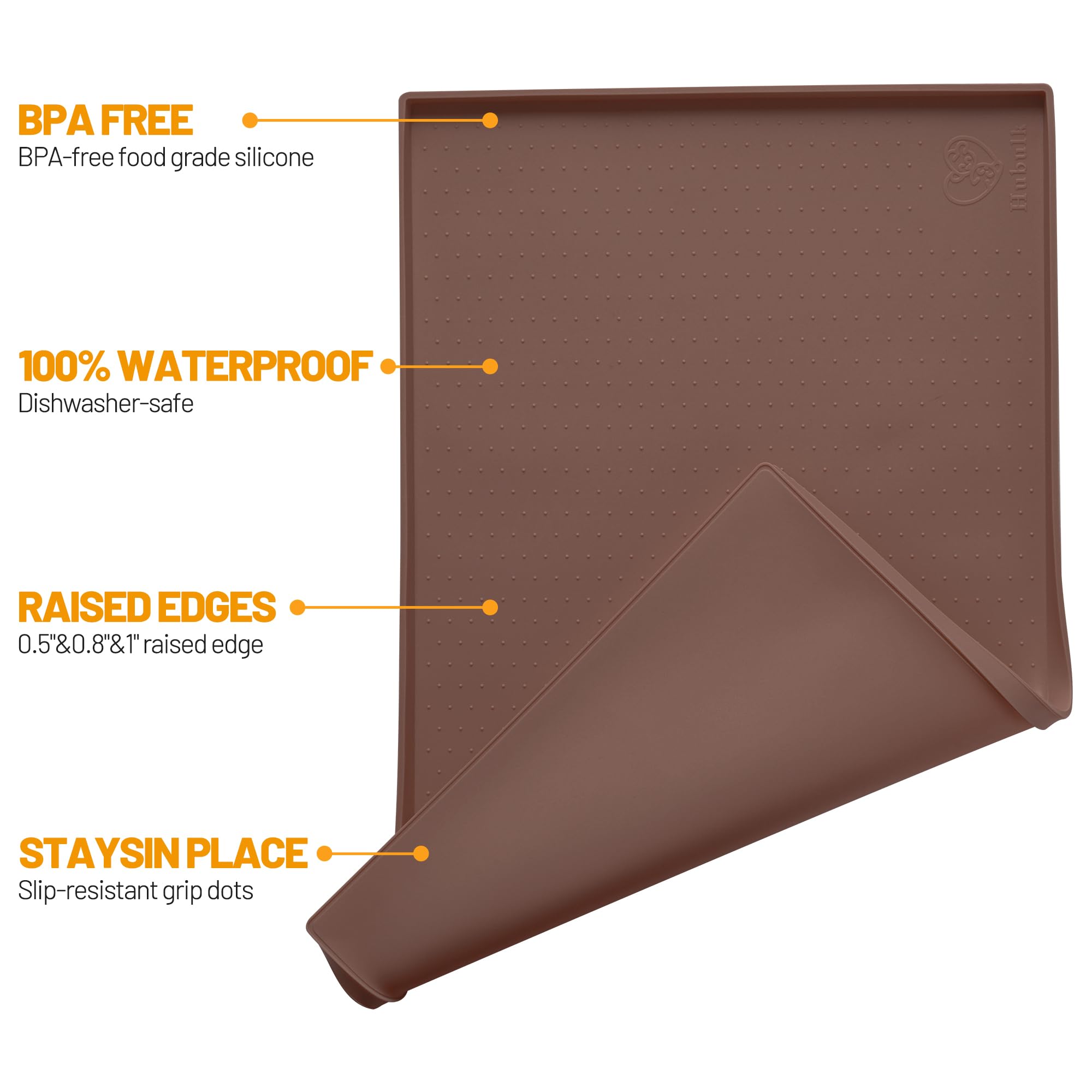 Hubulk waterproof silicone mat cleans easily after water and food.
