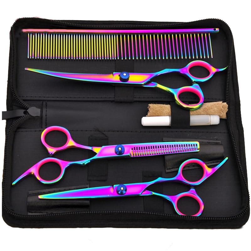 Hucholite professional barber scissors kit 7-inch curved blade ready for precise detailing